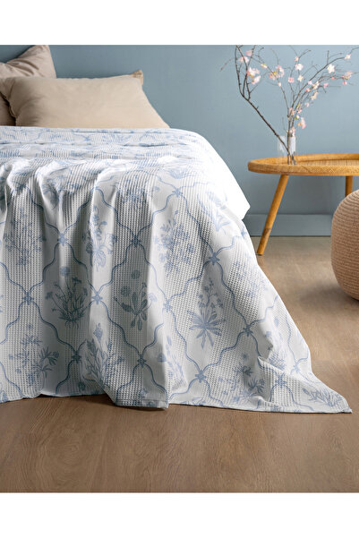 Madame Coco Rotule King Size 100% Bumbac Karde Printed Pique - Albastru