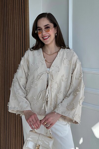 Le Savu Shilsee Tie-Dye Kimono with Tassel Detail Stone Color