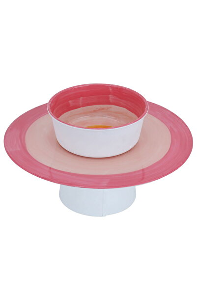 Generic Al Saif Gallery Steel Cake Stand, 30 x 30 x 10 cm, Round, Base - Pink