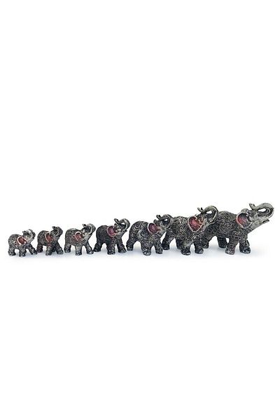 Blusmart Set din rasina format din sapte elefanti cu trompa ridicata, 10 x8 cm