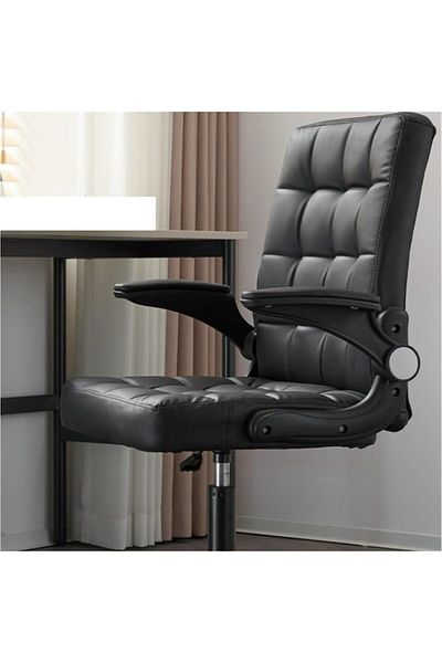 Quasar & Co. Ergonomic office chair, swivel, folding handles, adjustable height, eco-leather, black