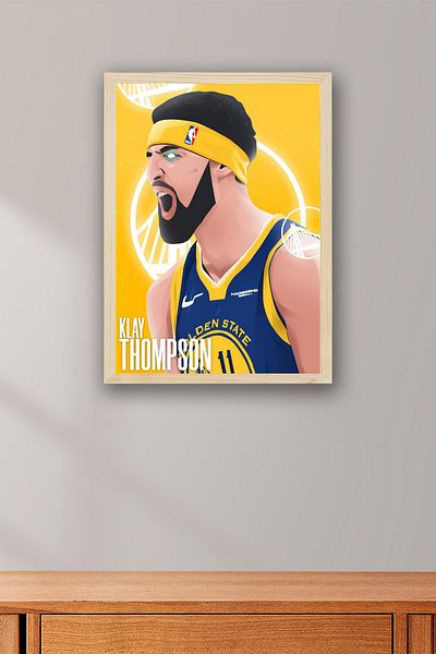 Saturn Klay Thompson Framed Painting - Basketball Nba Poster Painting