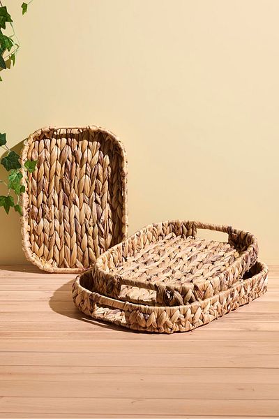 Perotti Cliento Set of 3 Rectangular Wicker Trays