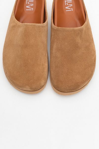 LuviShoes SPACE Γυναικείες παντόφλες από γνήσιο δέρμα Earth Suede με κλειστή μπροστινή πλευρά