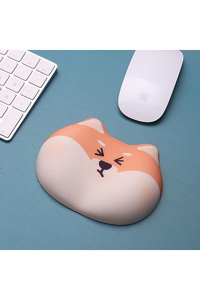 COOYA Yellow Corgi Ergonomic Mouse Wrist Rest, Kawaii Silky Memory Foam Support, Anti-Skid Base