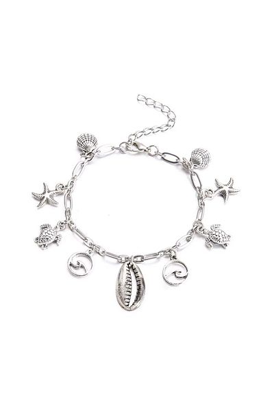 REDz Accessories Brățară de gleznă din argint, pandantive marine, scoică centrală