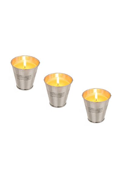 Gardlov Set 3 lumanari ulei esential citronela anti tantari in suport lut/metal/sticla, exterior si interior