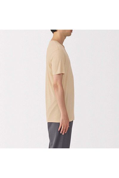 Muji تي شيرت Cool Touch Lyocell برقبة على شكل حرف V وأكمام قصيرة