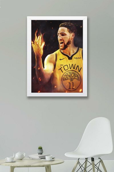 Saturn Klay Thompson Framed Painting - Basketball Nba Poster Painting