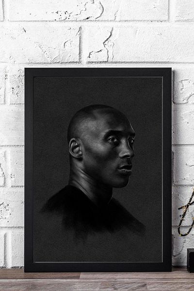 Saturn Kobe Bryant Framed Painting - Basketball Nba Poster Painting