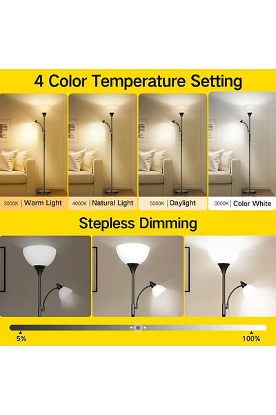 COOYA Modern Standing Floor Lamp With adjustable Light, energy Saving Bulb, for Home Or Office