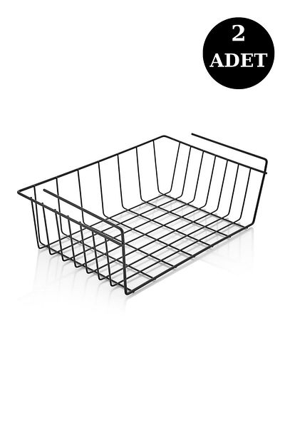İLİVA 2 Pieces Black Cabinet Kangaroo Shelf Hanging Basket