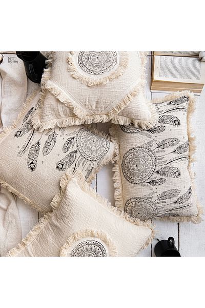 NDC HOME غطاء وسادة من 4 طبقات من الموسلين العضوي من سلسلة Dream Catcher مكون من 4 قطع