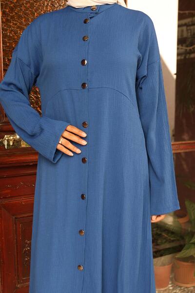 MİSSKAYLE Collar Detailed Long Suit Indigo