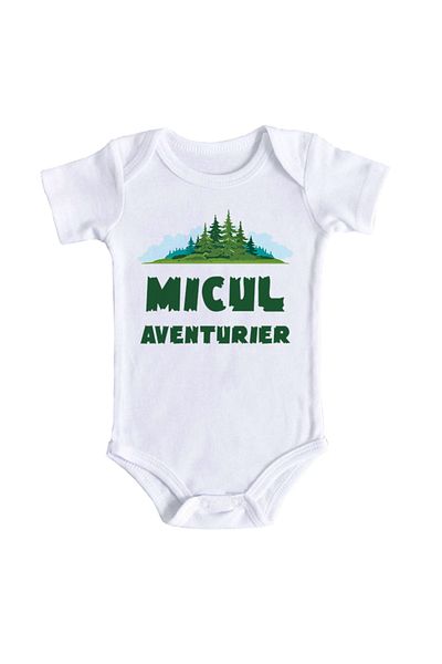 OEM Body bebe, Micul Aventurier, 6 - 12 luni, maneca scurta, bonisa creativ, alb, 100% bumbac