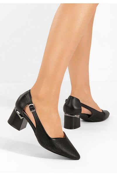 B T Shoes Pantofi cu toc gros Jodee negri