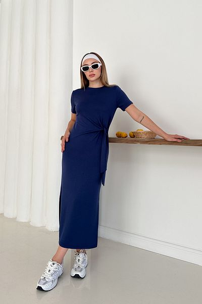 MİROR Women's Anthracite Modal Fabric Side Tie Detail Slit Dress