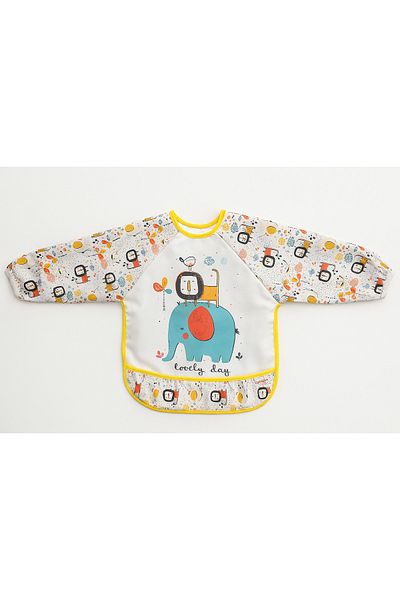 mia mia Elephant Lion Patterned Long Sleeve Liquid Proof Baby Bib