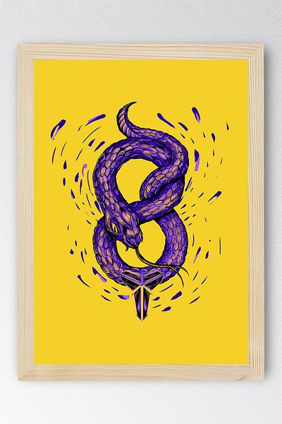 Saturn Kobe Bryant 8 Balck Mamba Pictură înrămate - Pictură poster NBA de baschet