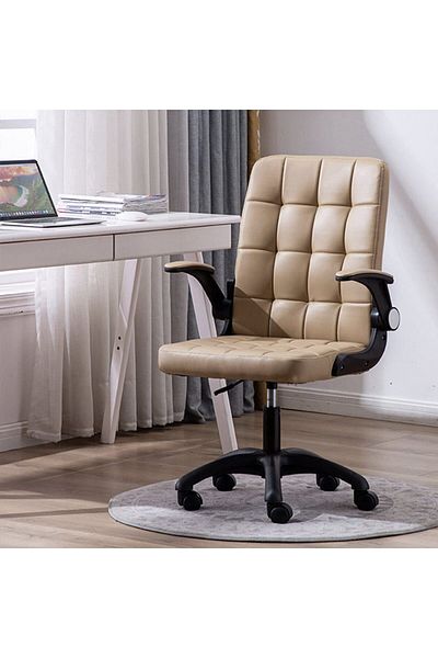 Quasar & Co. Ergonomic office chair, swivel, folding handles, adjustable height, eco-leather, beige