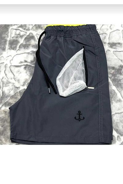 TUWAN sport Anchor Embroidered Swim Shorts with Zipper Pocket Mesh