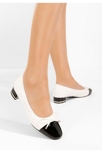 B T Shoes Toya white low-heeled shoes