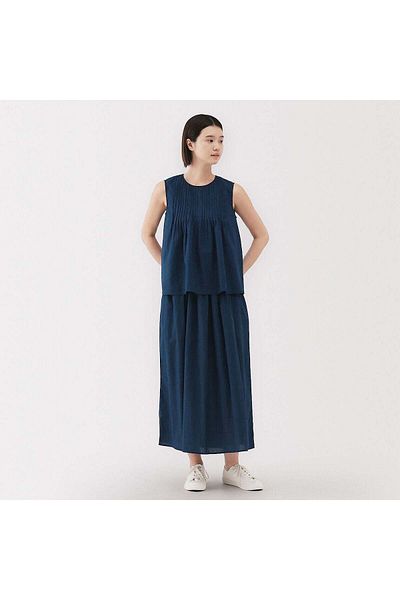 Muji بلوزة من القطن الفوال بدون أكمام