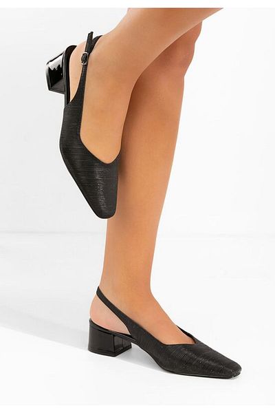B T Shoes Pantofi cu toc gros Darada negri