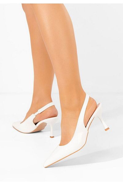 B T Shoes Pantofi slingback Laurina albi