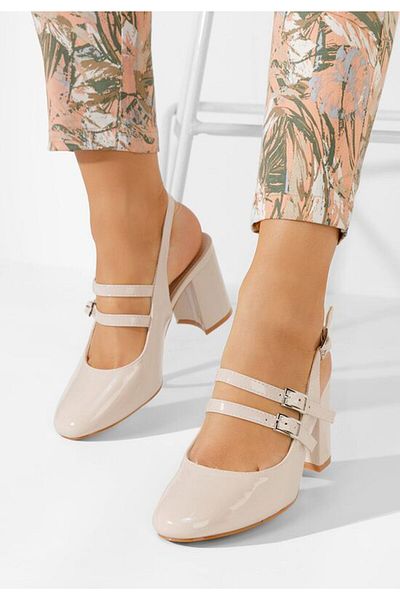 B T Shoes Izalda nude patent leather high heel shoes