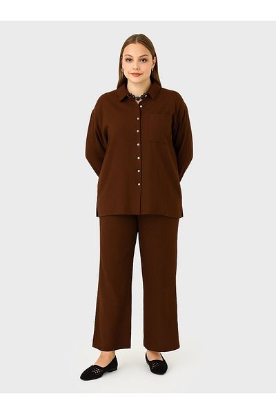 ALİA Σετ Plus Size - Καφέ - Alia