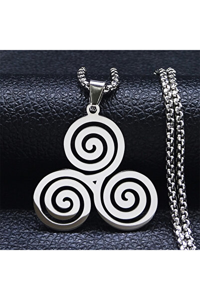 Choice3 قلادة دوامة سحر من الفولاذ المقاوم للصدأ بصندوق 50 سم SR باللون الفضي...