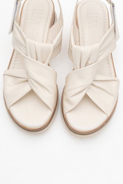 LuviShoes Oara Ecru Skin Genuine Leather Women's Sandals