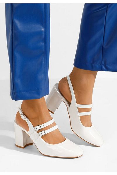 B T Shoes Izalda white patent leather high heel shoes