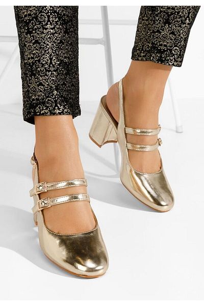 B T Shoes Izalda gold patent leather high heel shoes
