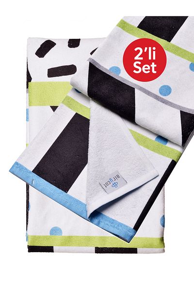 AİRYCOT Beach Towel Geo Zig-Zag Set of 2