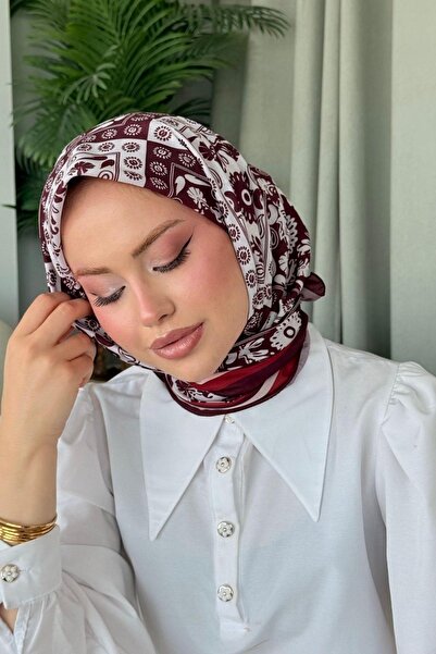 Hazamoda نيسا وشاح ناعم عنابي