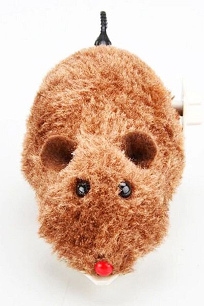 yenitoptan Wind-Up Cat Training Toy Furry Plush Mouse Interactive Cute Fun Toy