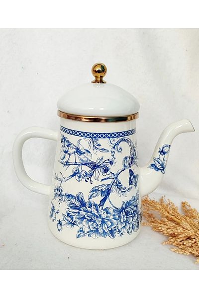 EBRULİEMAYE Vintage Blue Blanc Decorative Enamel Coffee Pot Milk Jug Jug Oil Pot Camping Teapot