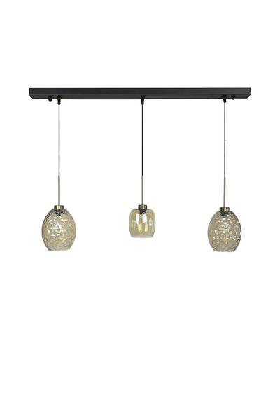 Bamyum Üçlü Lunex Cam Bal Rengi Avize İnce Eskitme Başlık Sarkıt Yemek Masası Üstü Iç Mekan Cafe Otel