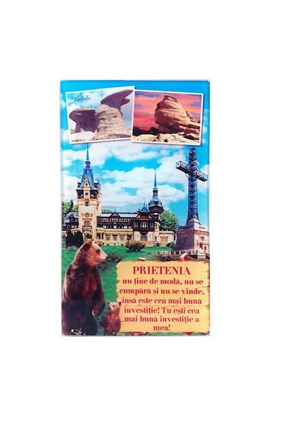 Blusmart Glass applique with images from Bucegi Mountains and friendship quotes, 10x17 cm, M8