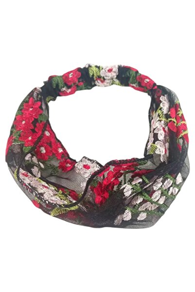 HAANY رباط شعر منقوش بالزهور من التول