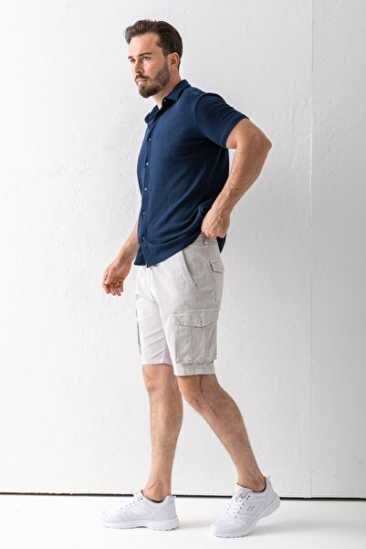 JB John Borners Ανδρικό βαμβακερό σορτς με κουμπιά και τσέπη Cargo Stone - 2855