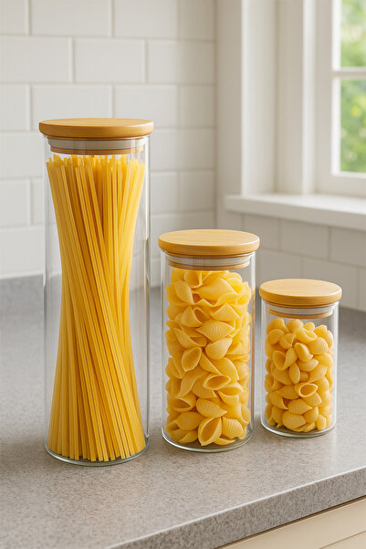 Blissra 3-Piece Borosilicate Glass Vacuum Jar with Bamboo Lid – 1000-900-700ml