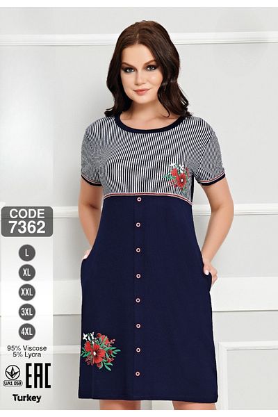ROMEO LİFE Women's Plus Size Lycra Viscose Fabric Summer Dress 7362