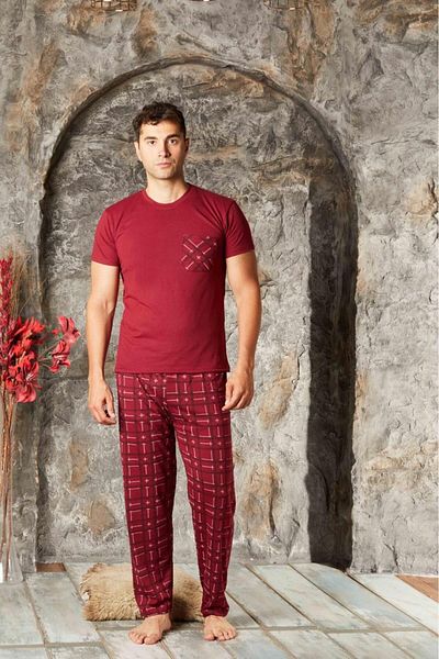 Fulla Moda Σετ πιτζάμες με καρό σχέδιο με κοντομάνικο
