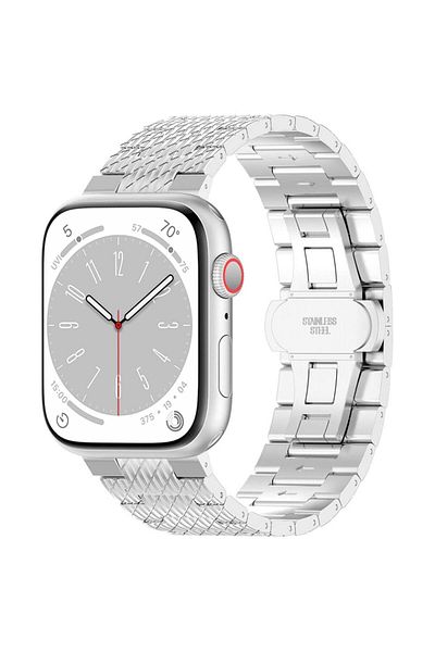 SKYDDAR INNOVATION Curea din oțel inoxidabil pentru Apple Watch 1/2/3/4/5/6/7/8/9/SE/SE 2 (38/40/41mm), W052 - Argintiu