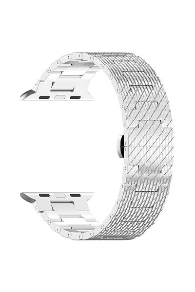 SKYDDAR INNOVATION Curea din oțel inoxidabil pentru Apple Watch (42/44/45/49 mm), W052 - Argintie