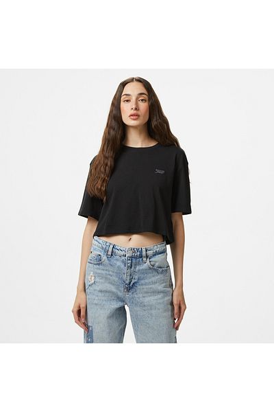Tommy Hilfiger Dámské černé tričko Tommy Jeans Cropped Gmd Script Open Back