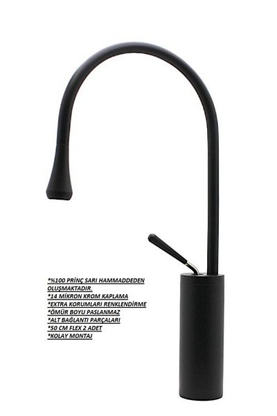 Class Armatür Black Drop High Bowl Sink Faucet